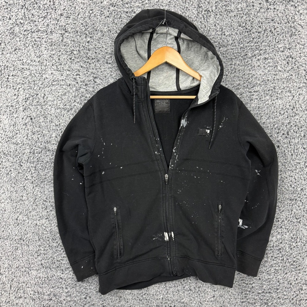 Abercrombie & Fitch Hoodie Mens Medium Paint Splatter Full Zip Fleece Jacket M